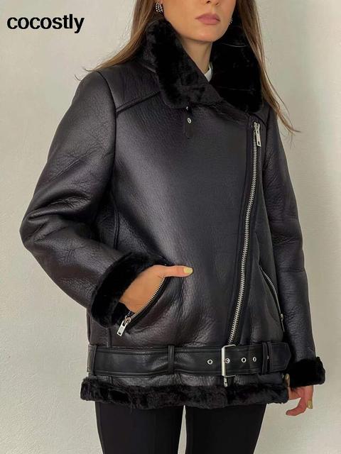 KOA™ Woman's Faux Leather Fur Coat