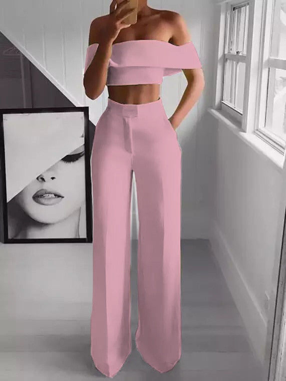 KOA™ Cropped Top & Long Trousers Set